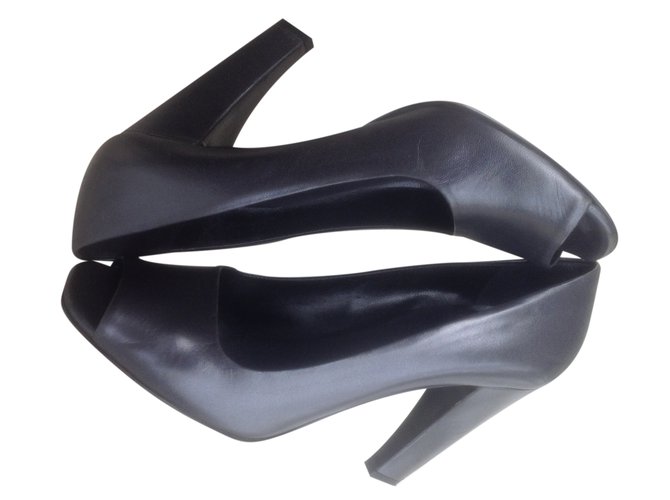 dark grey metallic heels
