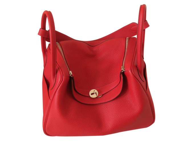 Hermès Lindy 34 Vermelho Couro  ref.24727