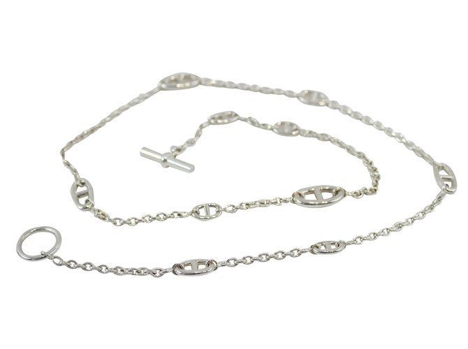 Hermès Necklace Silvery Silver  ref.24799