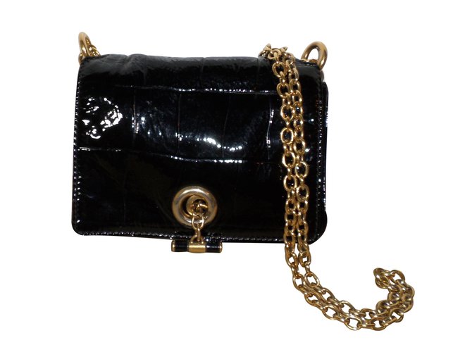 Yves Saint Laurent Mini chain bag Black Patent leather  ref.24903