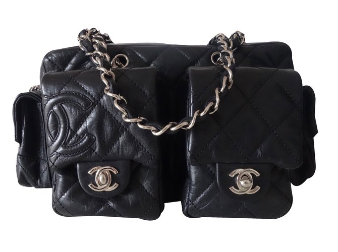 Chanel Handtasche Schwarz Leder  ref.24995