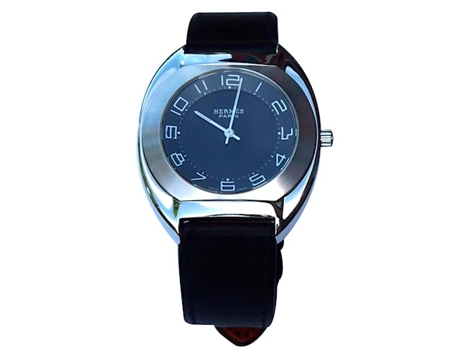 Hermès Quartz Watch Black Steel  ref.25002