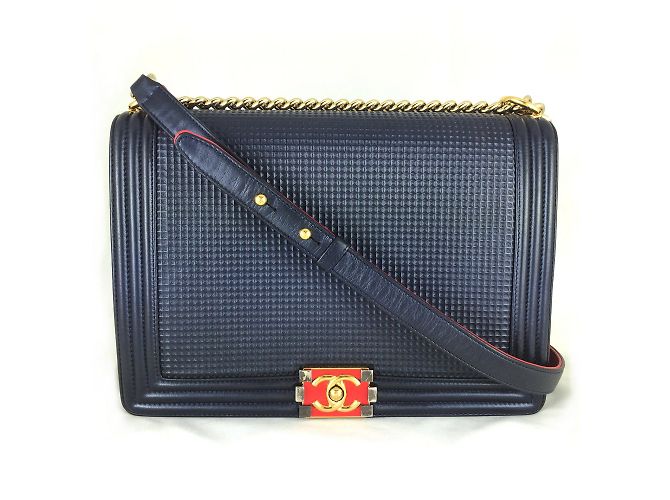 Chanel Boy Cruise 2013 Dark blue Large Bleu