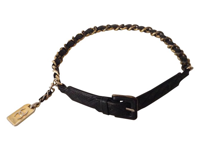 Chanel cinturón Dorado Cuero  ref.25050