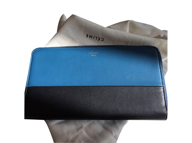 Céline Wallet Blue Leather  ref.25119