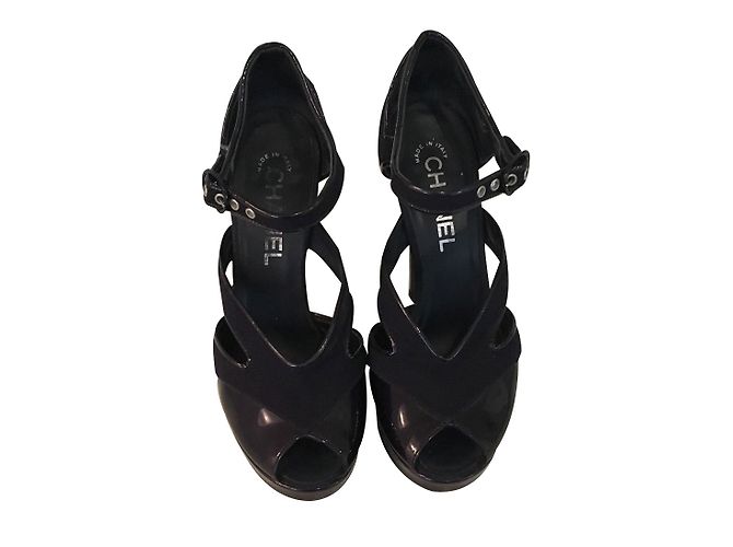 Chanel Blue Patent Leather Heels 37