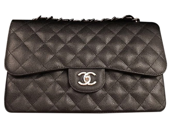 Classique Chanel Timeless 25cm Cuir Noir  ref.25135