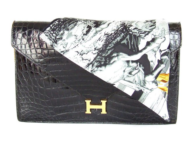 Hermès Lydie Black Exotic leather  ref.25191