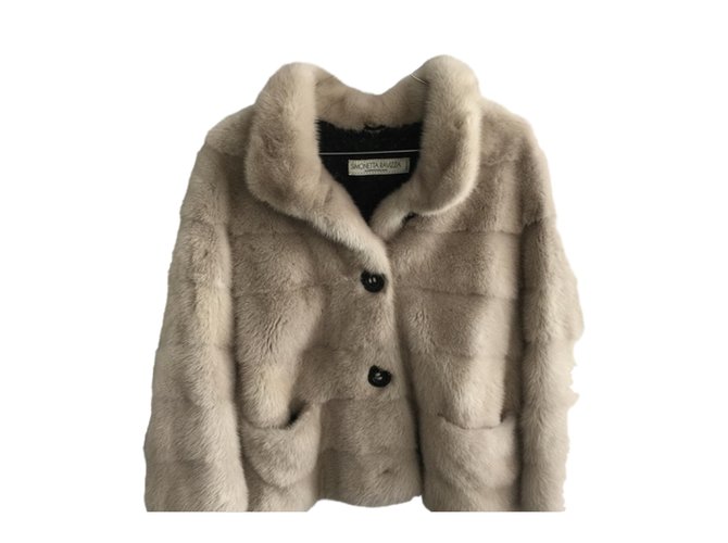 Autre Marque 'Simonetta Ravizza' Jacket Beige Fur  ref.25233