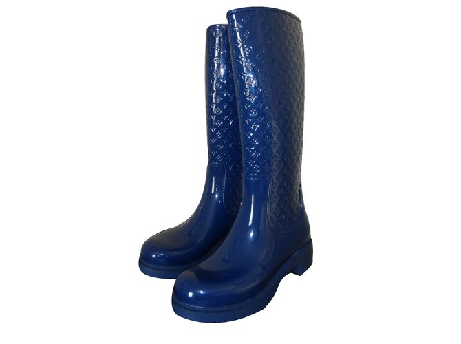 Louis Vuitton Splash flat high boot Caoutchouc Bleu  ref.25259