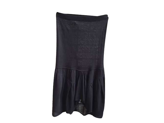 Vanessa Bruno Athe Kleid Schwarz Viscose mit Asymmetrischem Volant
