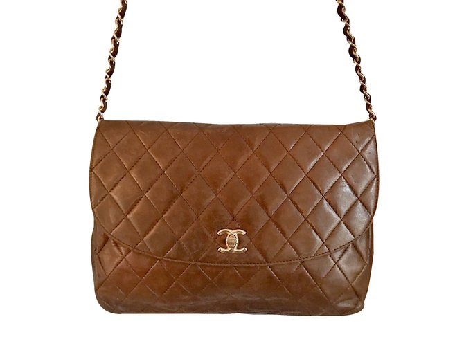 Chanel Handbag Brown Leather  ref.25368