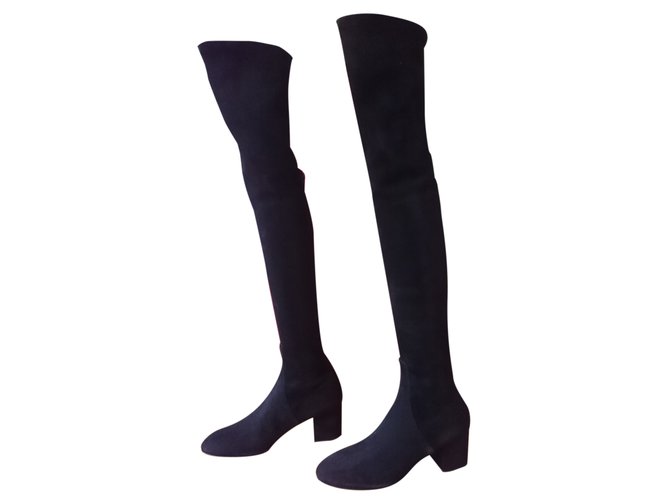 Valentino Suede over-the-knee boots Black  ref.25535