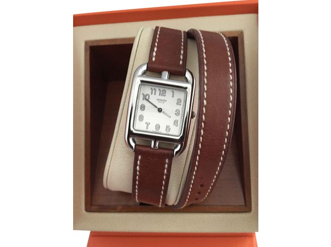 Hermès Feine Uhr Silber Stahl  ref.25585