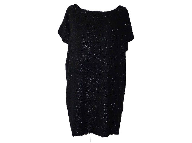 Vestido corto de seda negro American Retro