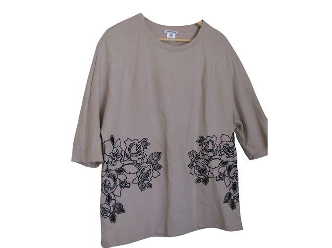 Top bordado de algodão Carven cor ecru L Fora de branco