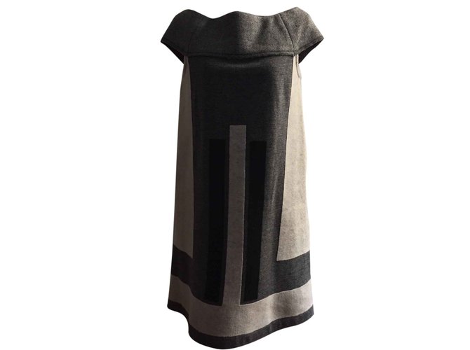 Yves Saint Laurent Sleeveless dress Grey Cloth  ref.25660