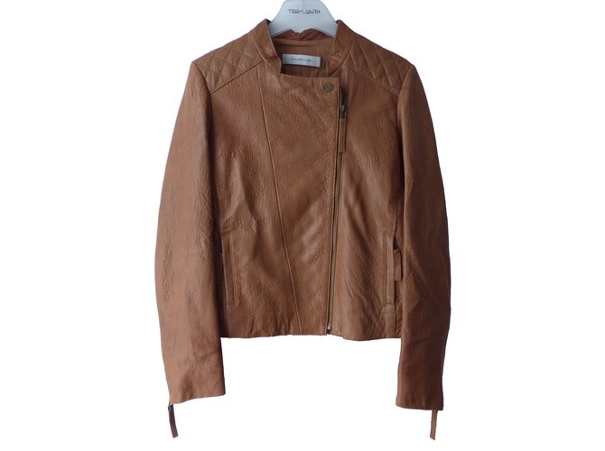 Gerard Darel Biker jacket Caramel Leather  ref.25807