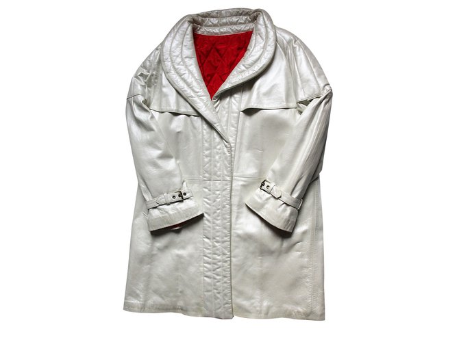 Jan Stephane Trench coat White Leather  ref.25987
