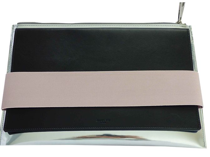 Pochette Givenchy in pelle argento nera e rosa 