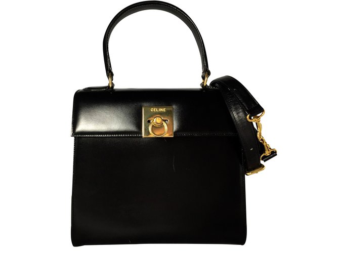 Céline Handbag Black Leather  ref.26135