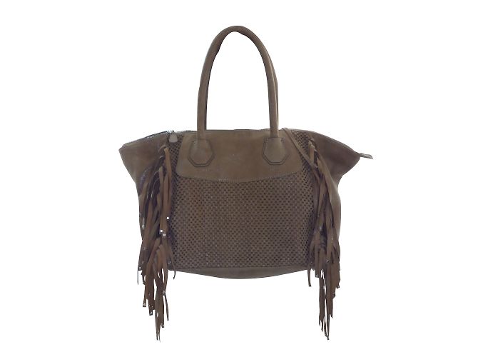 Bolsa One step Meryl Crystal de Couro Trançado Bege
