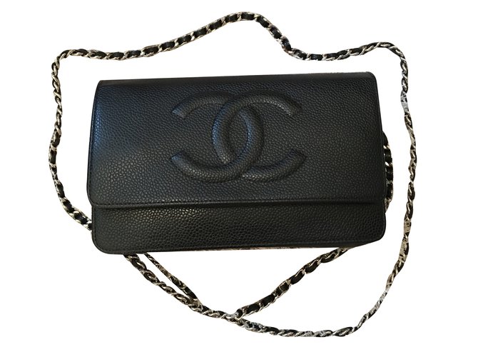 Chanel Timeless CC Wallet on Chain Black Leather ref.26228 - Joli