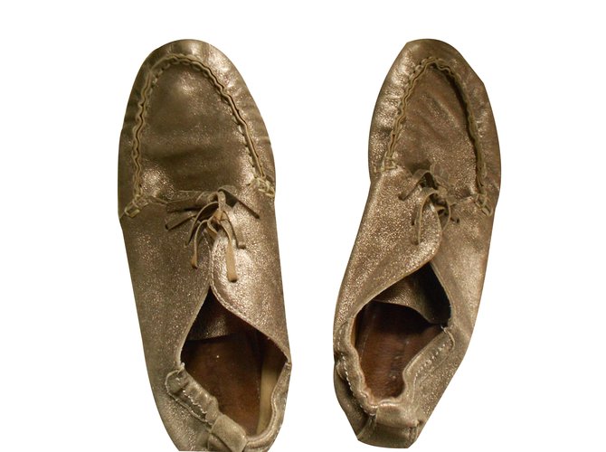 Pataugas Flats Golden Leather  ref.26404
