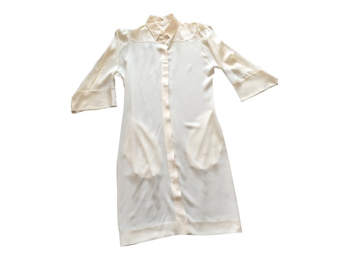Hermès Kleid Weiß Seide  ref.26463