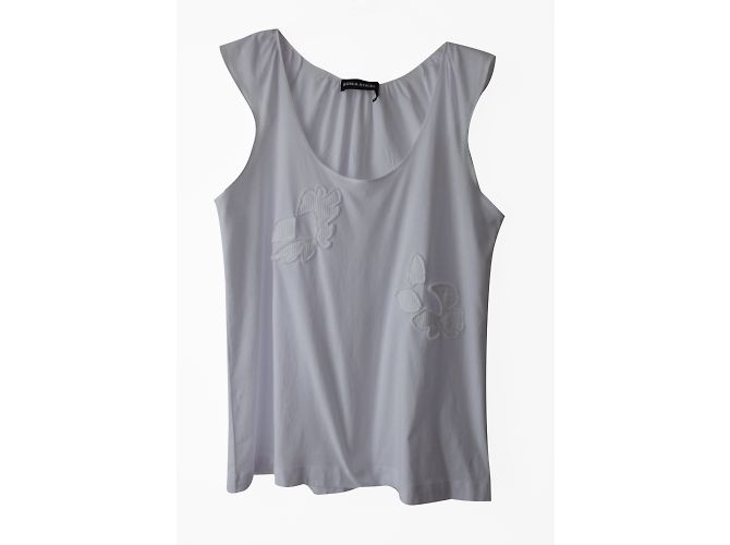 Canotta bianca in cotone ricamata Sonia Rykiel M Bianco
