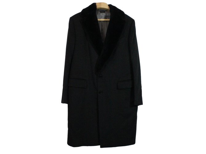 Ermenegildo Zegna Mink collar Cashmere Coat Black  ref.26492