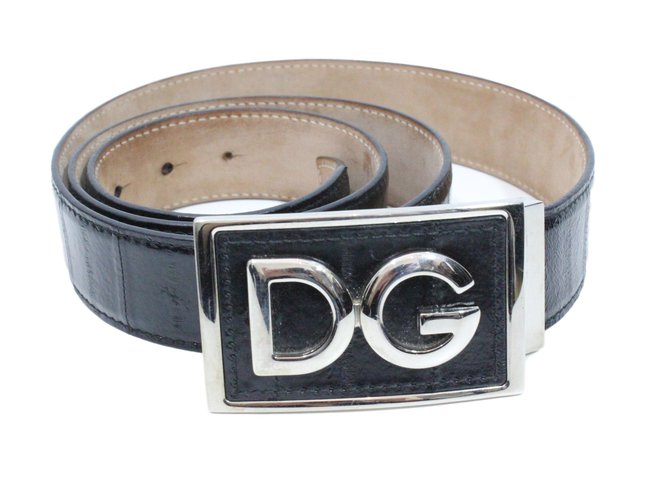 Dolce & Gabbana cinturón Negro Cuero  ref.26493
