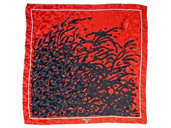 Autre Marque Maxym's Seidentuch Rot Schwarz Damast