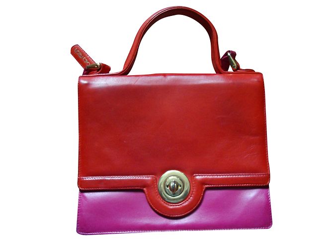 Borsa a mano Georges Rech in pelle rosso e rosa Multicolore