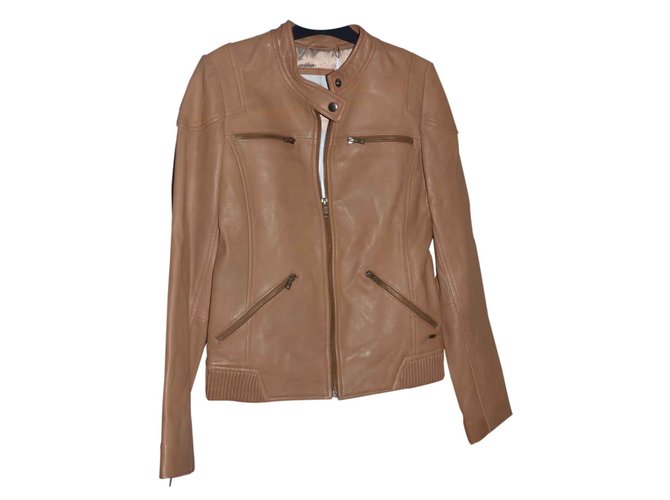 Ikks Leather jacket Light brown  ref.26572