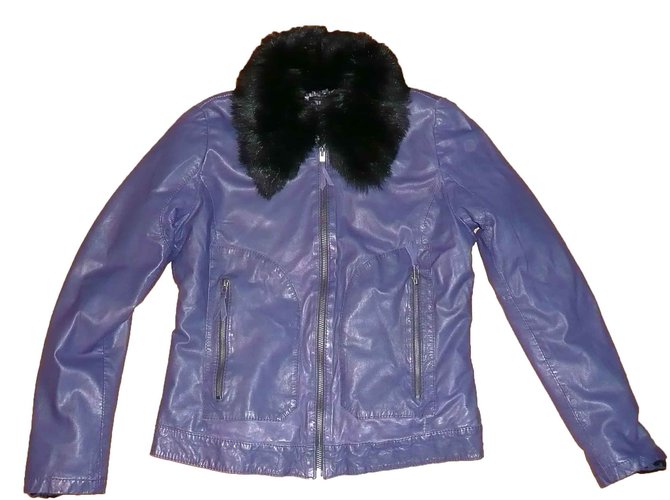 Ikks Leather jacket Blue  ref.26605