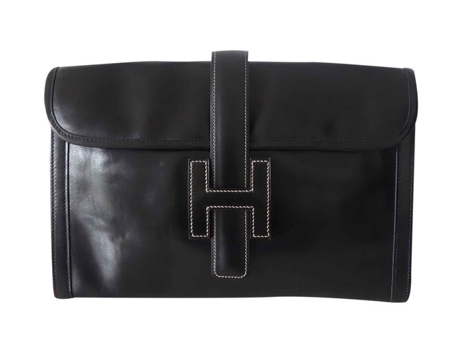 Hermès JIGE Black Leather  ref.26617