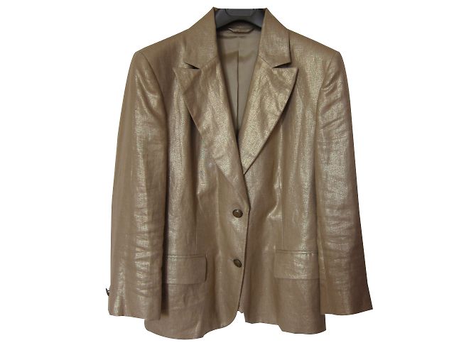 Autre Marque Leinenjacke mit goldenem Effekt 3/4 Ärmel