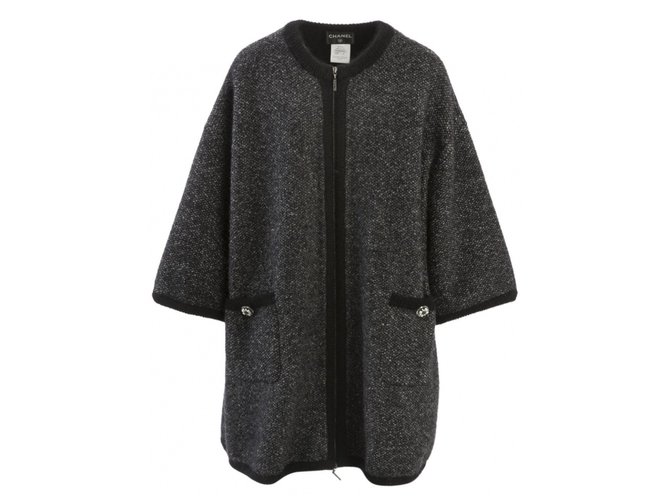 Chanel Cashmere coat 2015/2016 Dark grey Wool  ref.26793