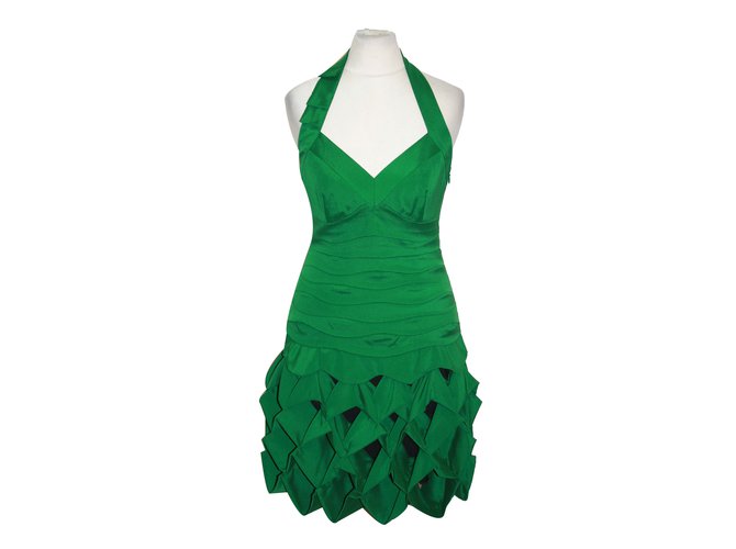 Karen Millen Dress Green Silk  ref.26873