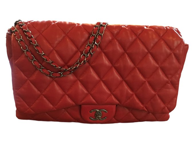 Chanel Handbag Red Leather  ref.26934