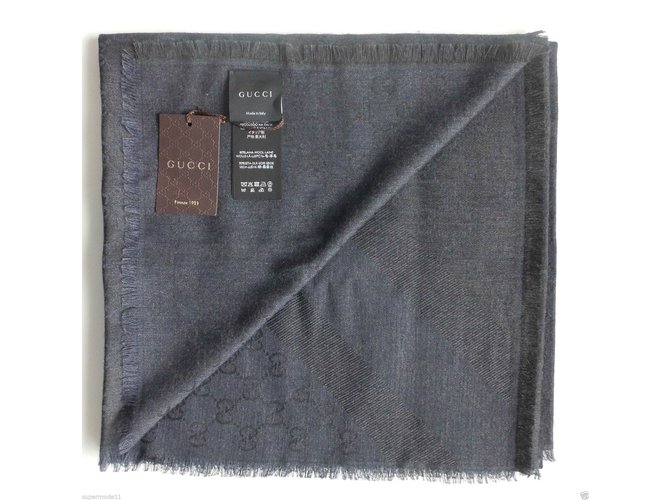 gucci darknavy scarf new Silk Wool  ref.26935