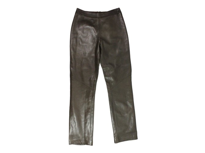 Gucci Leather trousers Brown  ref.26942