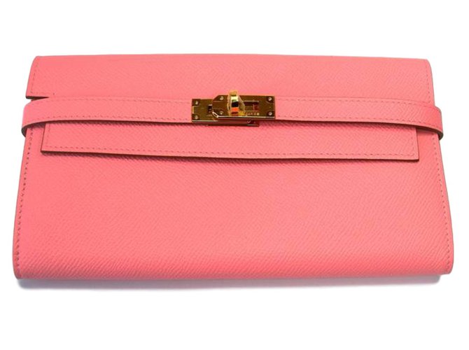 Hermès Kelly lange Geldbörse Pink Leder  ref.26950