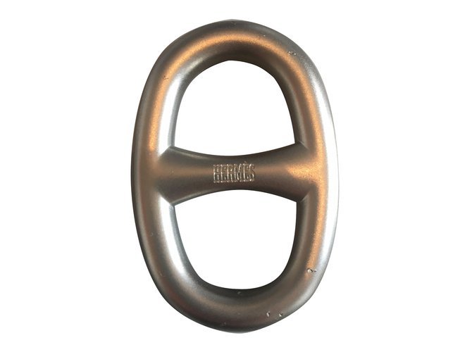 Hermès Scarf ring Silvery Steel  ref.27001