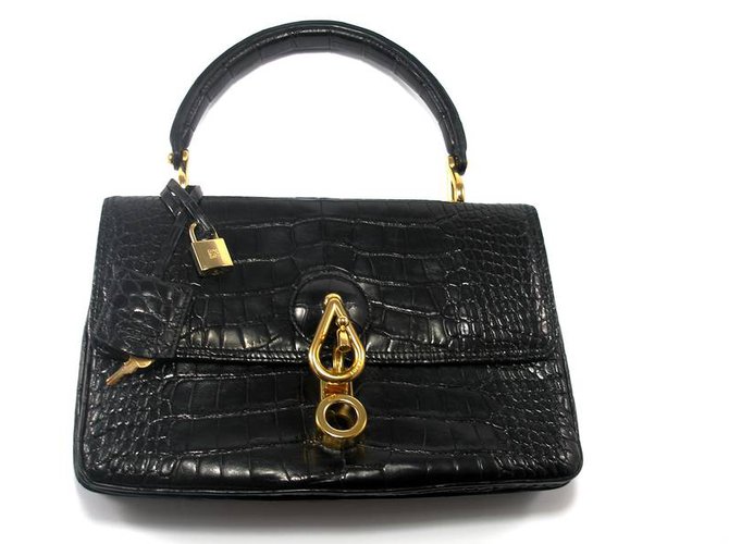 Loewe SU-BLI-ME  PALOMA CROC BAG Cuirs exotiques Noir  ref.27003