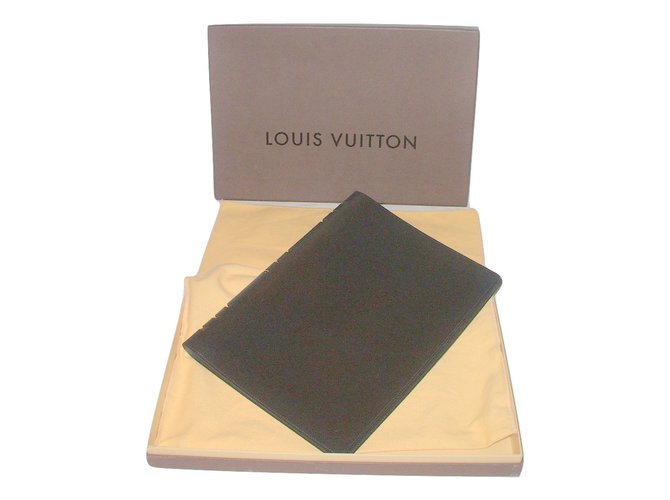 Louis Vuitton porte cahier en cuir Noir  ref.27020