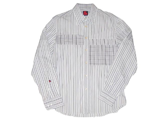 Camisa D&G de algodão cinza com riscas e xadrez