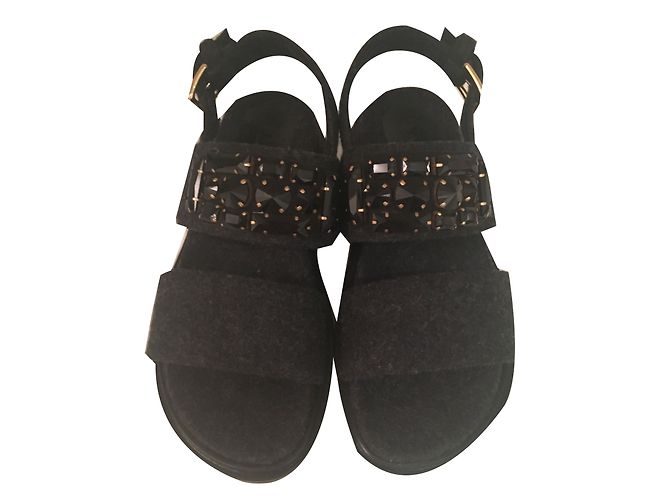 Marni Wool Sandals Dark Grey