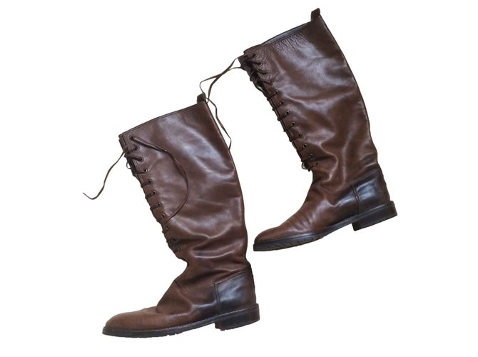 Chanel Boots Brown Leather  ref.27182